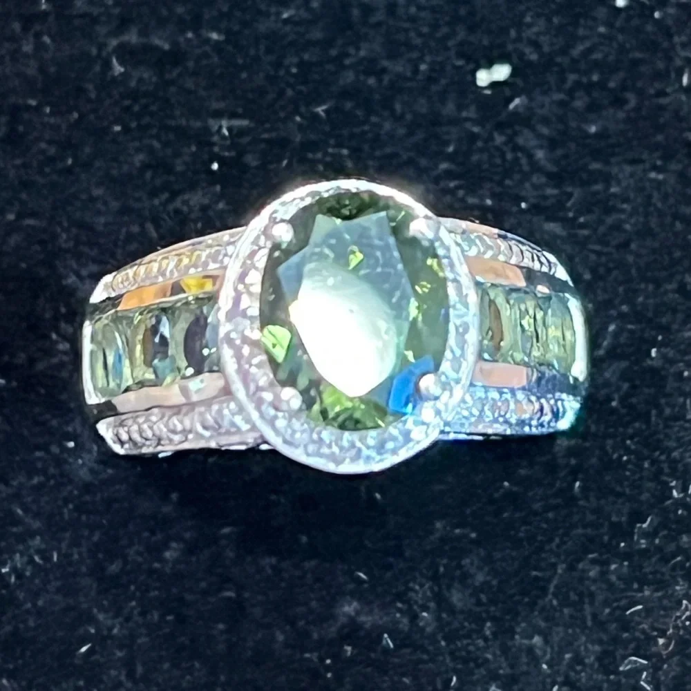 Peridot and Multi Gemstone Sterling Silver Ring - Picture 1 of 7